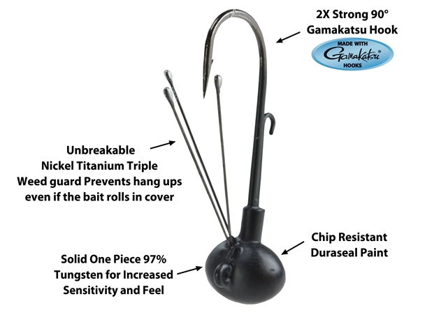 Reaction Tackle Tungsten Football Jig for Bass Fishing - Weedless Design  with 97% Pure Tungsten Foot Ball Jig Head and Silicone Skirt - Also for  Pike